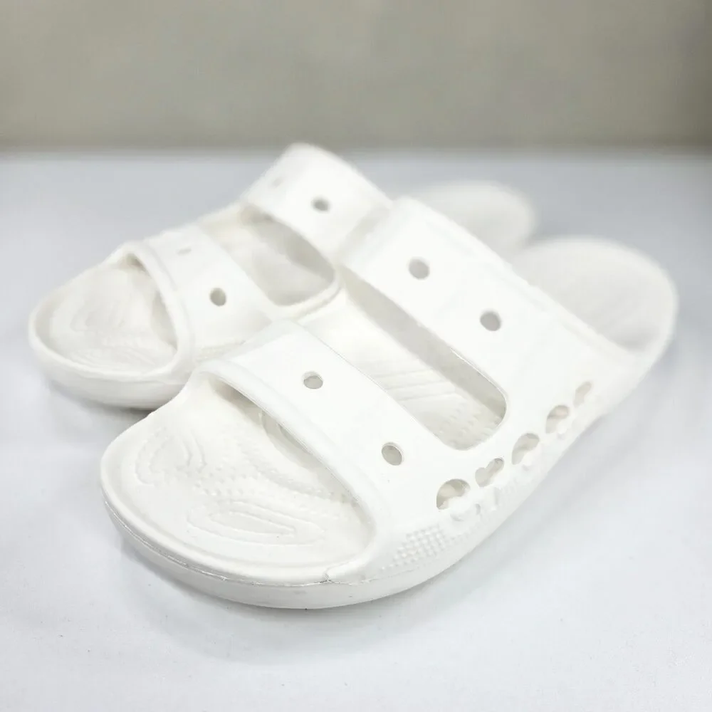 Crocs Baya Sandals White Men’s 8 Women’s 10 Two-Strap Slides